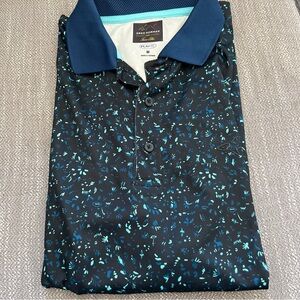 GREG NORMAN For Tasso Elba Men's Play Dry Blue Golf Polo Shirt Size Medium